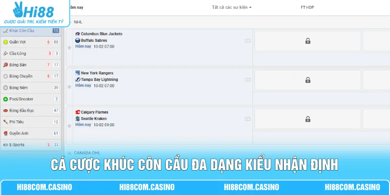 Cá Cược Khúc Côn Cầu - Top 4 Các Loại Kèo Và Kinh Nghiệm Cá cược khúc côn cầu đa dạng kiểu nhận định