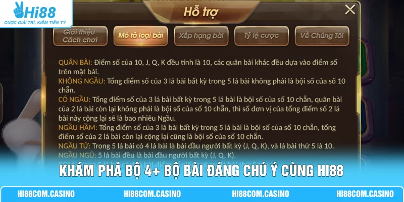 Ngầu Hầm - Cuộc Đua Mức Thưởng 50K, 100K Đến 1 Triệu Khám phá bộ 4+ bộ bài đáng chú ý cùng Hi88