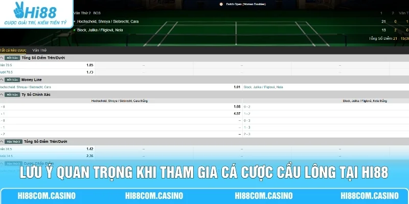 Cá Cược Cầu Lông - Giải Mã Sức Hút Từ Màn So Tài Tốc Độ Lưu ý quan trọng khi tham gia cá cược cầu lông tại Hi88