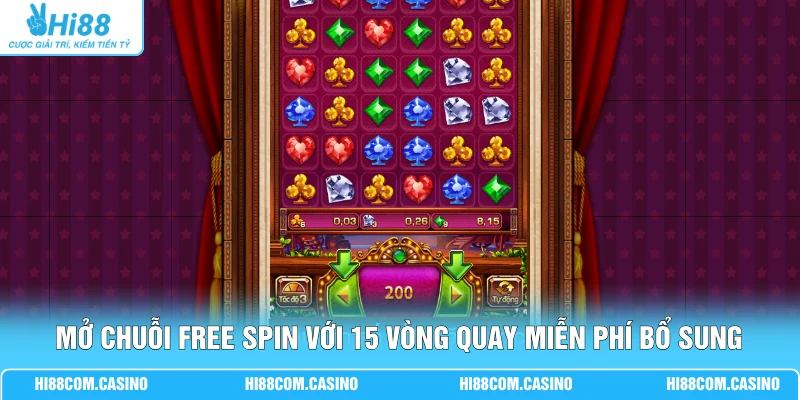 Lễ Hội Đá Quý 4 Bước Săn Kim Cương Nổ Thưởng 250 Triệu Mở chuỗi Free Spin với 15 vòng quay miễn phí bổ sung