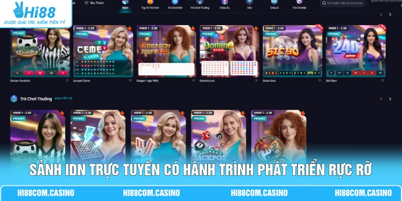 IDN Trực Tuyến - Hành Trình 10 Năm Và 50+ Game Đặc Sắc Sảnh IDN trực tuyến có hành trình phát triển rực rỡ