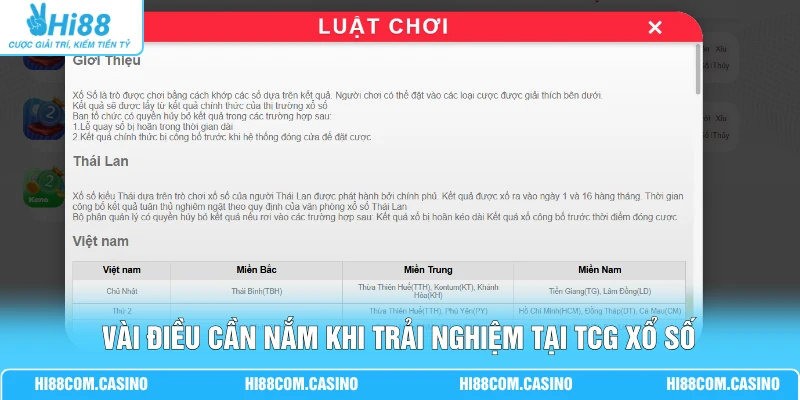 Trải Nghiệm TCG Xổ Số Rinh Ngay 50 Triệu Đồng Cực Nhanh Vài điều cần nắm khi trải nghiệm tại TCG xổ số