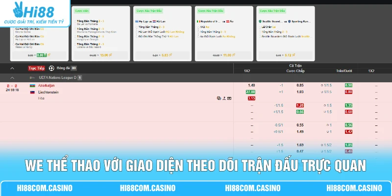 We Thể Thao - Góc Nhìn Mới Cho Tín Đồ Đam Mê Thể Thao WE thể thao với giao diện theo dõi trận đấu trực quan